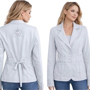 Vintage White House Black Market Women’s Light Gray Single-Breasted Blazer S 8